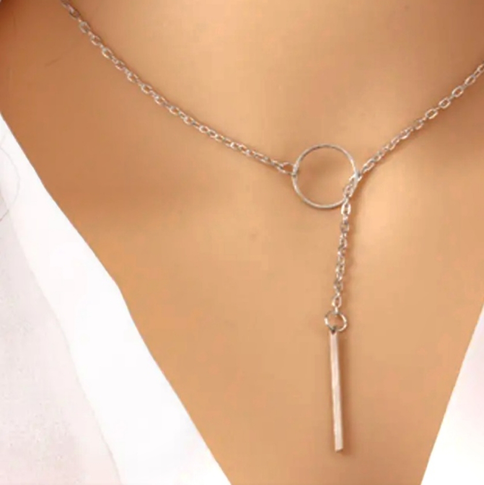 🏷SALE.Silver Stick Lariat Necklace. NWT  Fast Ship. Boutique. Nice!